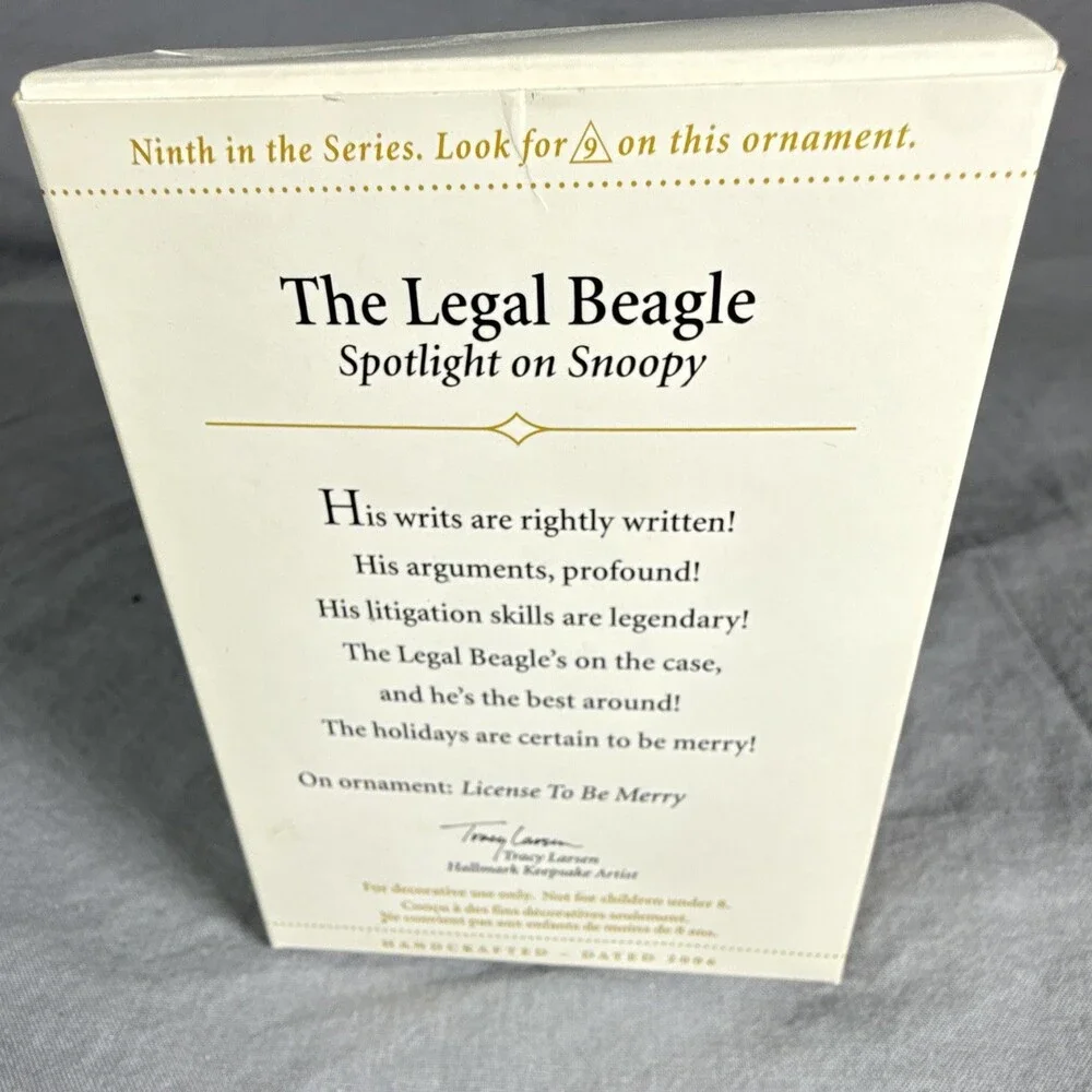 Hallmark Keepsake Peanuts Snoopy Woodstock Legal Beagle Ornament 2006 Christmas